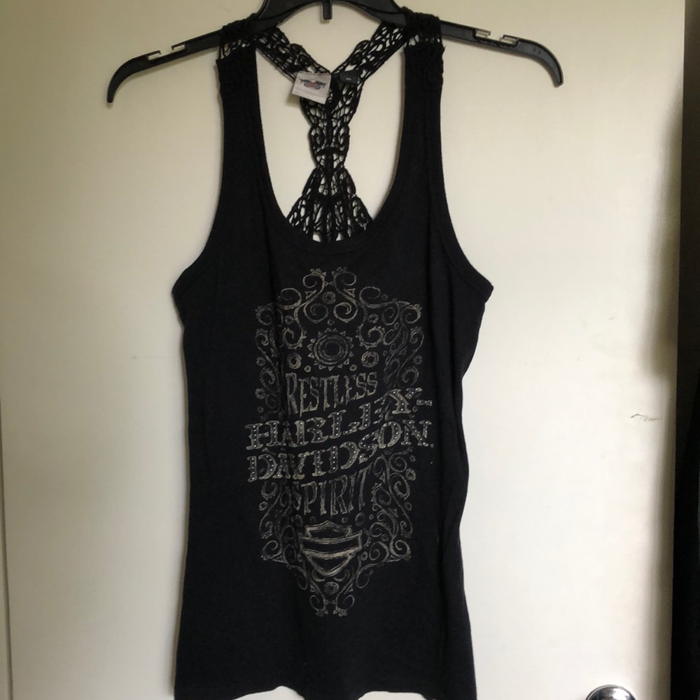 Harley Davidson Tank Top w/ crocheted back
